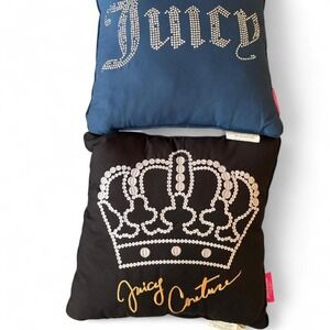 2 Juicy Couture blue and black throw pillows y2k decor